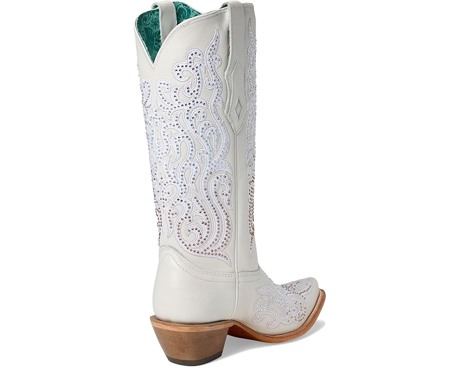 Corral Ботинки C4103 с вышивкой и стразами на каблуке Cuban