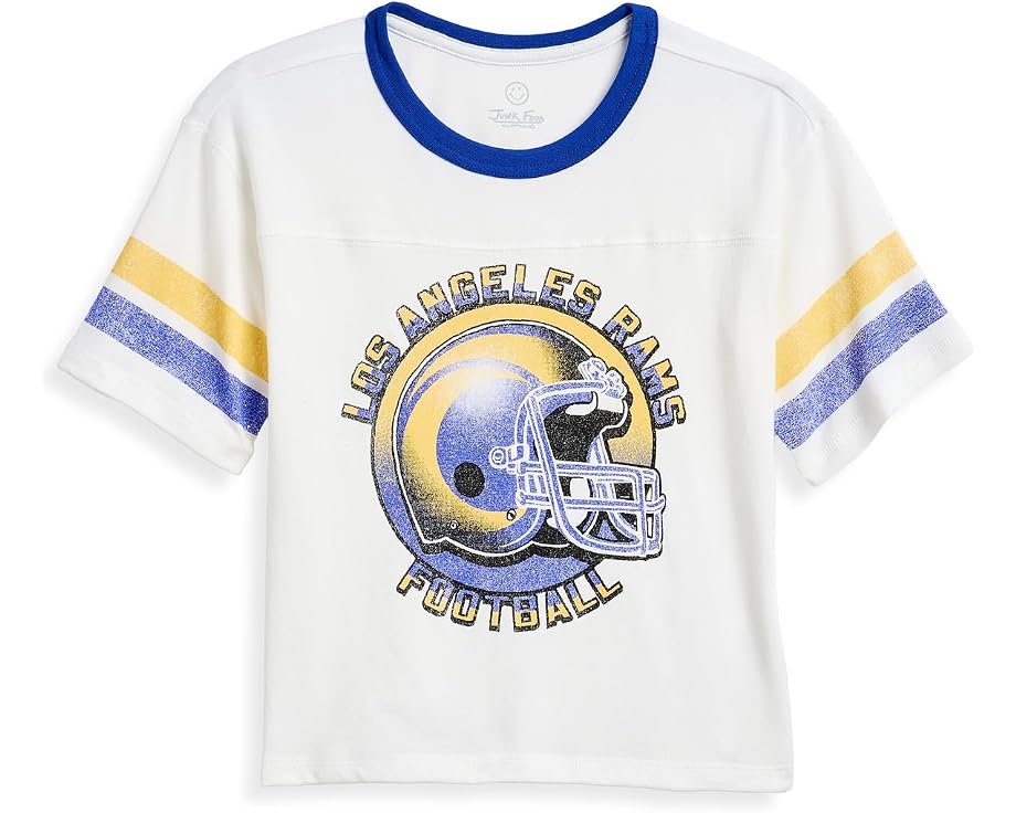 Футболка с полосатым кокеткой Junk Food Clothing для детей NFL Los Angeles Rams