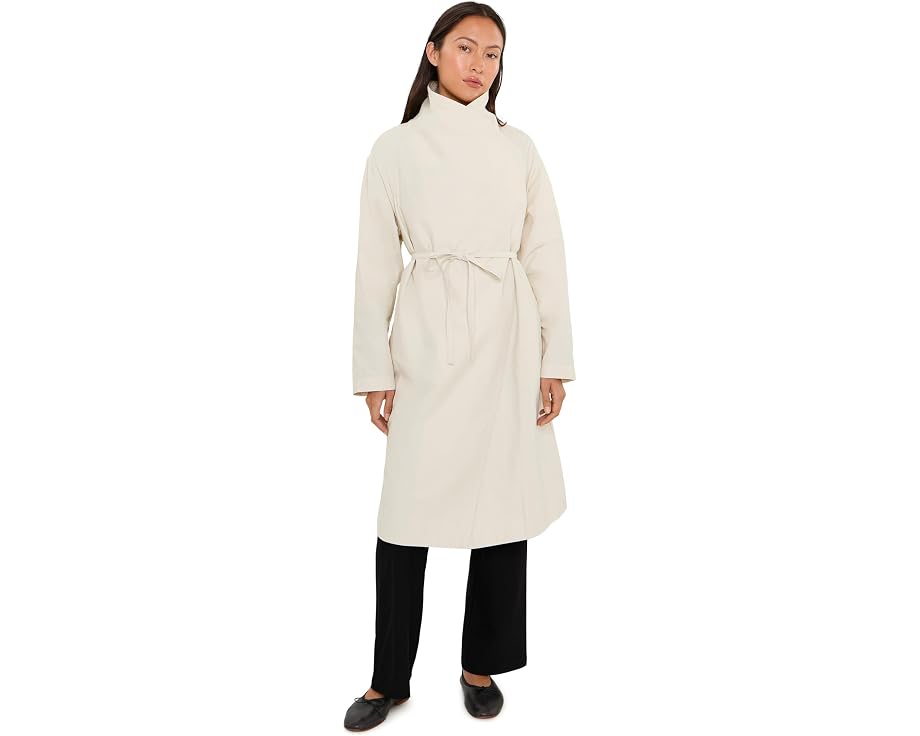 Eileen Fisher Пальто Petite из легкого хлопка с нейлоном и высоким драпированным воротником