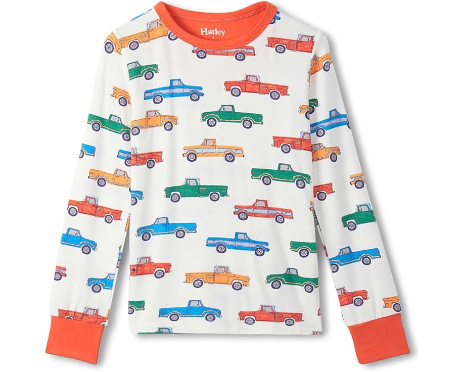 Пижамный набор Hatley Kids с принтом грузовиков из бамбука
