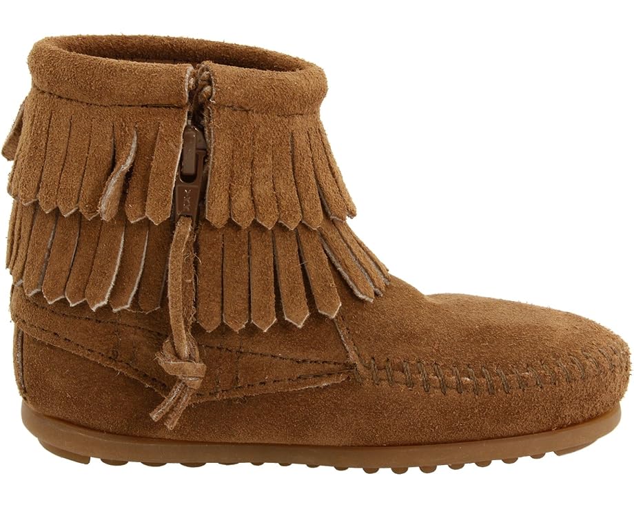 Ботильоны Side Zip Double Fringe от Minnetonka Kids с бахромой и молнией
