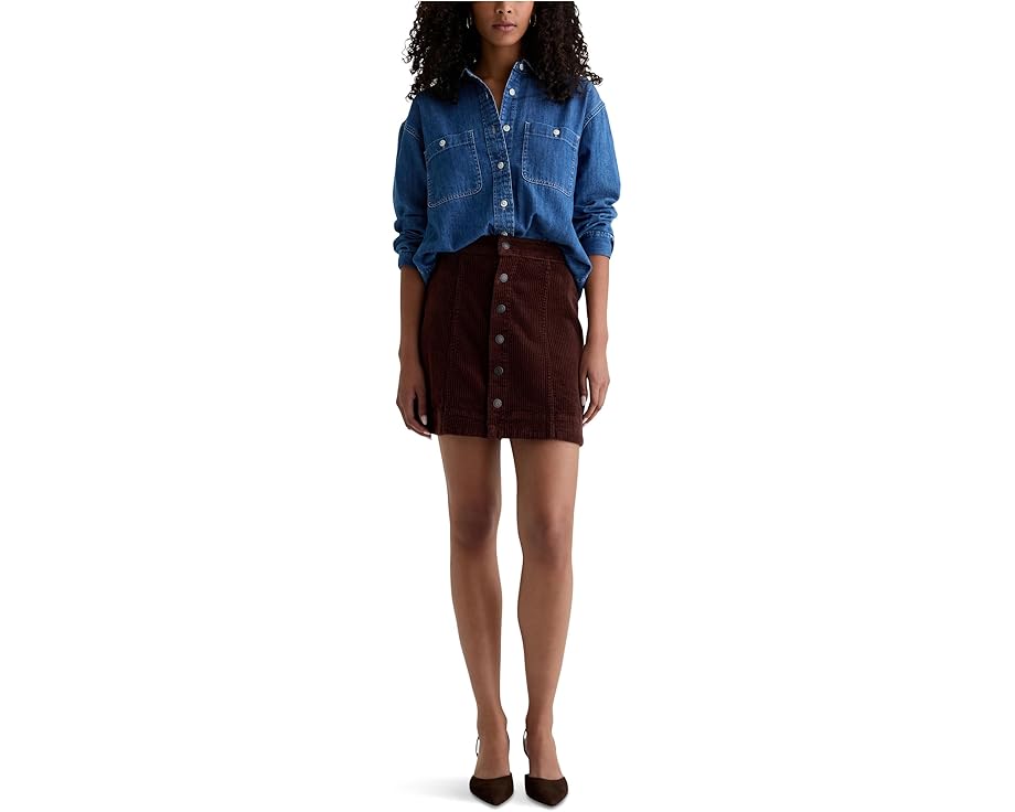 Мини-юбка Evie A Line из хлопковой ткани с металлическими пуговицами AG Jeans