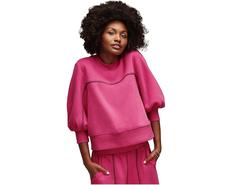 Топ Classic Puff Sleeve Top с объемными рукавами и отделкой контрастной строчкой