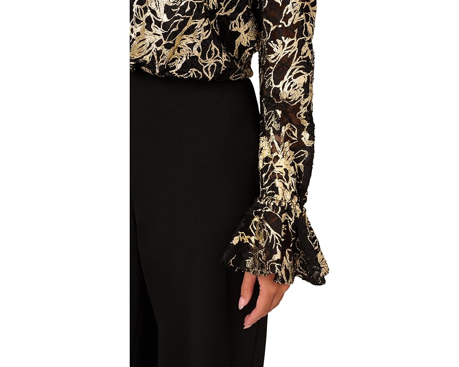 Комбинезон из кружева и крепа с длинными рукавами от Adrianna Papell