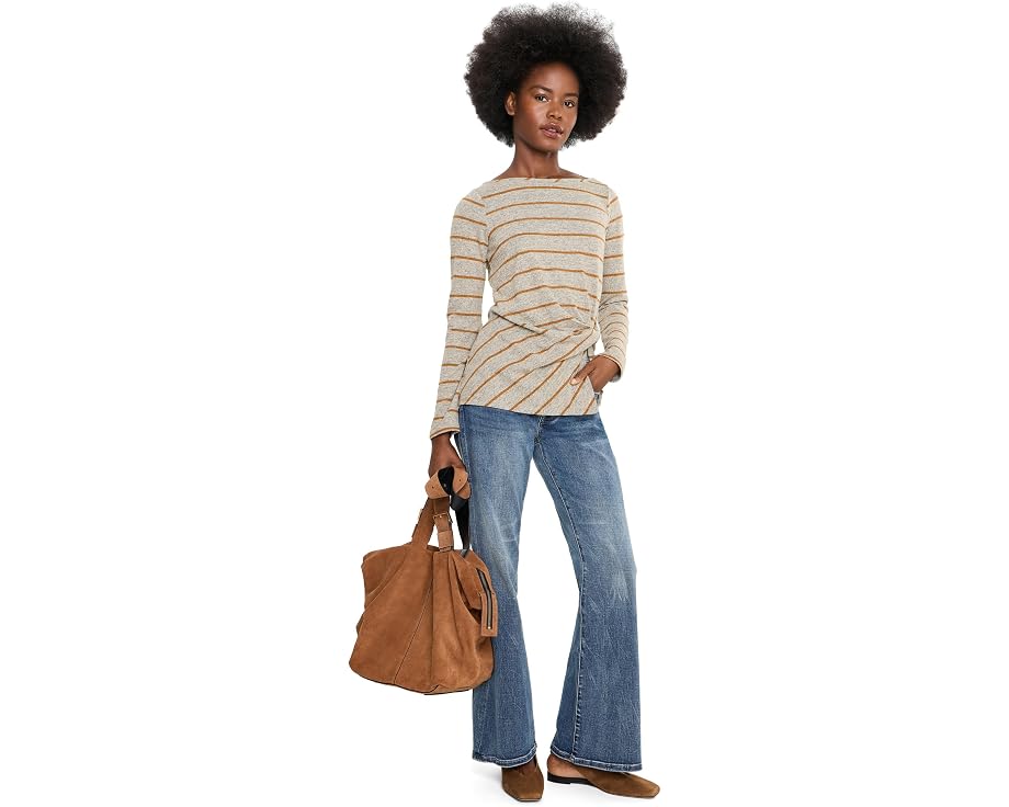 Топ Long Sleeve Boatneck Knit w/ Twist Detail Liverpool Los Angeles с полосатой вязкой