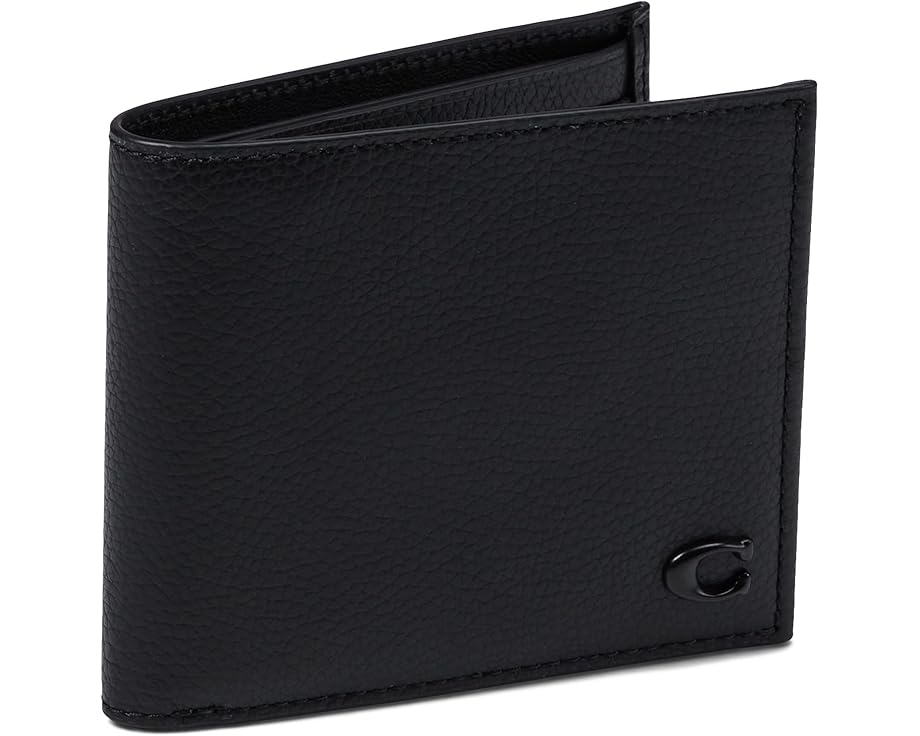 Кошелек COACH Refined Double Bill из кожи Pebble с филигранным логотипом C