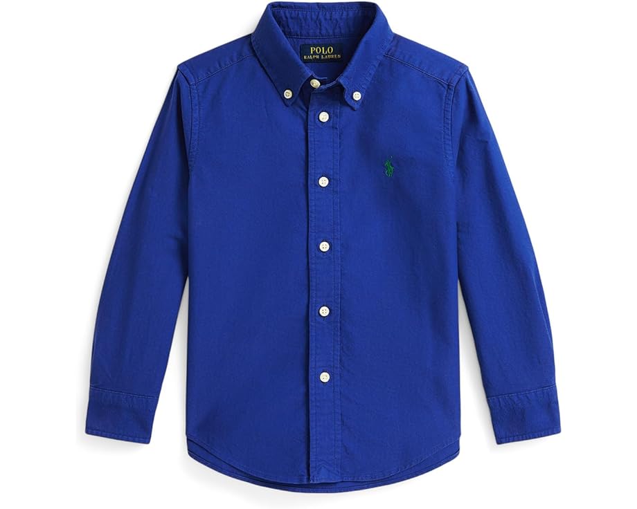 Хлопковая оксфордская рубашка Garment-Dyed Polo Ralph Lauren Kids для малышей и младших детей