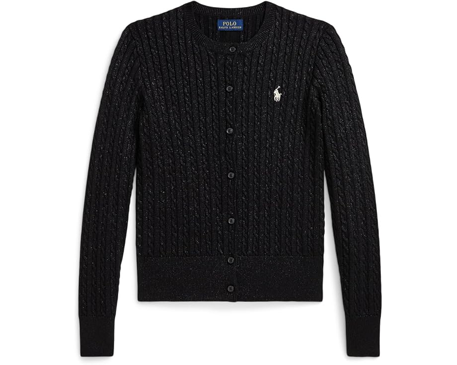 Детский кардиган Polo Ralph Lauren Kids с мелкой резинкой и металлическим эффектом