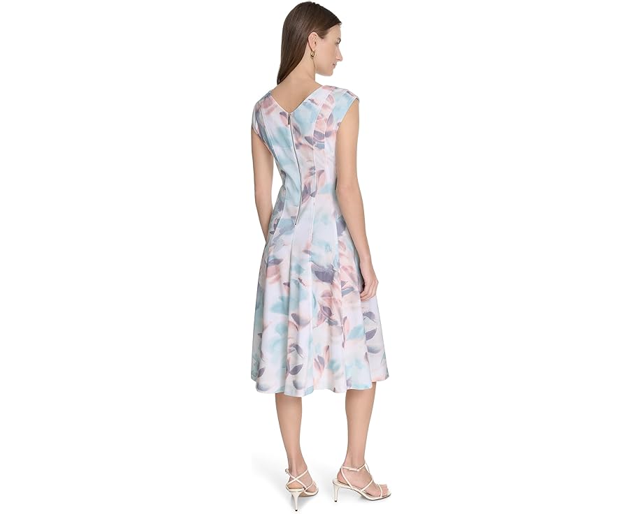 Цветочное платье Calvin Klein Printed Seamed с силуэтом трапеция