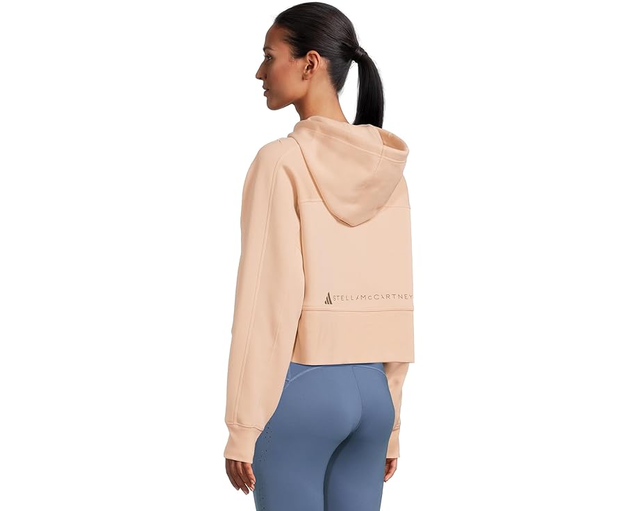 Кропированный худи adidas by Stella McCartney с капюшоном и карманом-кенгуру