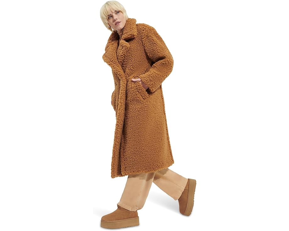 Длинное пальто UGG Gertrude из искусственного меха с двубортной застежкой