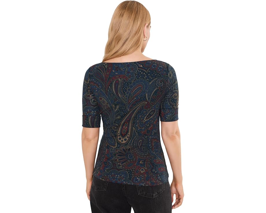 Футболка Lauren Ralph Lauren Paisley с вырезом лодочка