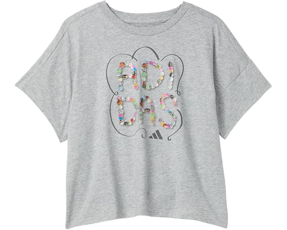 Футболка adidas Kids с принтом и свободным кроем Drop Shoulder из мягкой ткани