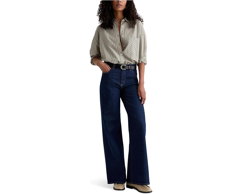 Джинсы AG Jeans Saige Mid Rise Wide Leg с широкими штанинами и расклешением