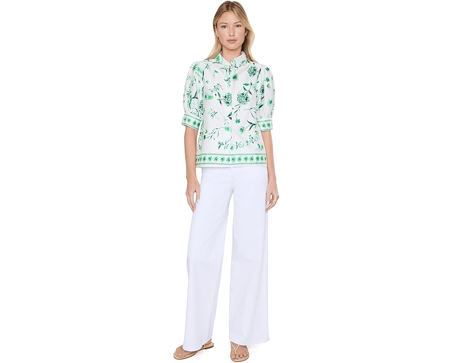 CeCe топ Cotton Sateen Hidden Placket из хлопкового сатина