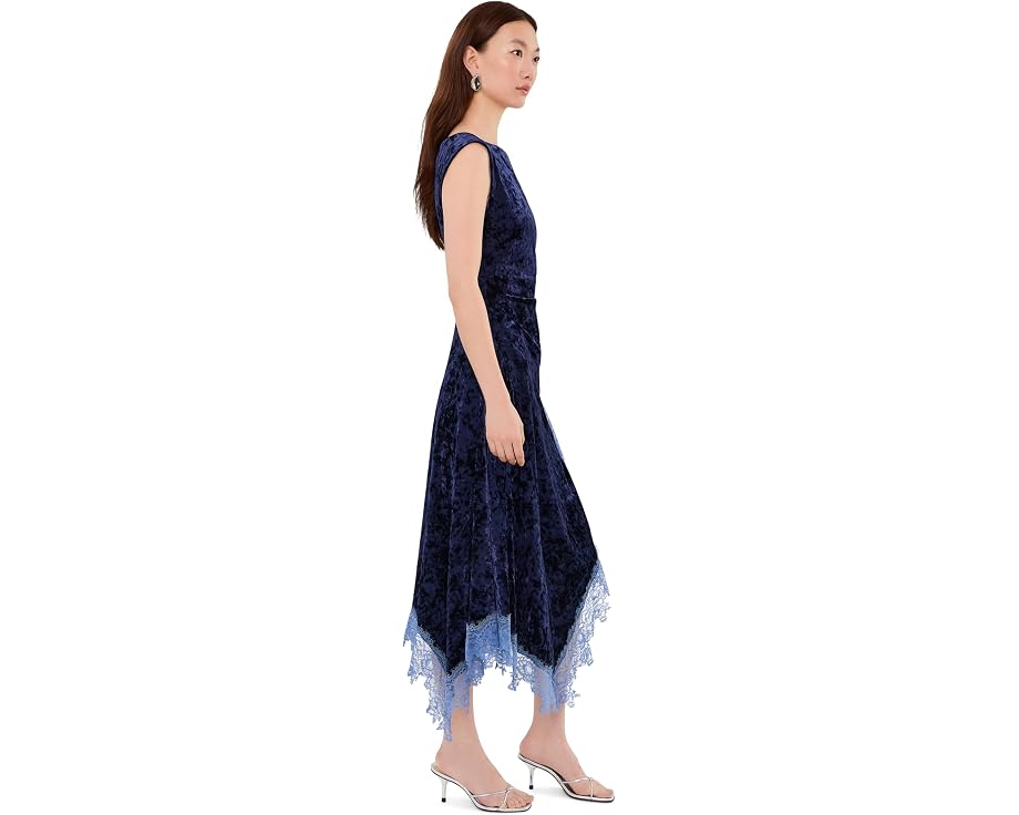 Платье миди Adrianna Papell Velvet and Lace с кружевом