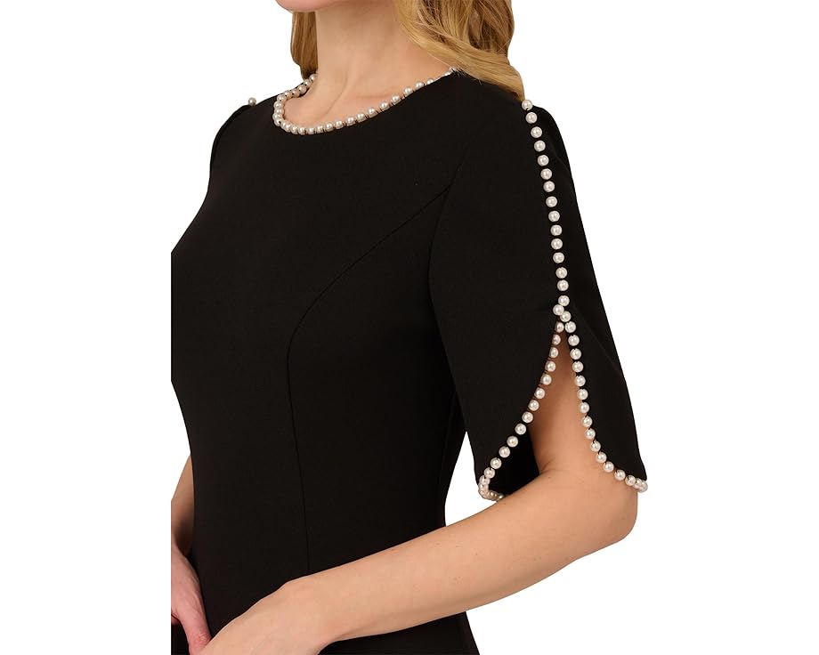 Миди-платье Adrianna Papell с жемчужным декором и рукавами 3/4