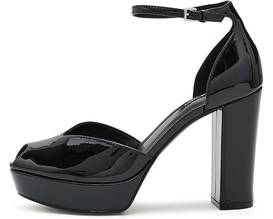 Лодочки Nine West Keela с блочным каблуком глянцевые лакированные черные