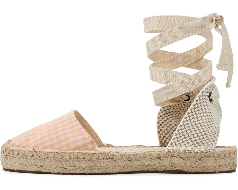 Босоножки Soludos Vichy Lauren Lace-up с завязками и клетчатым верхом