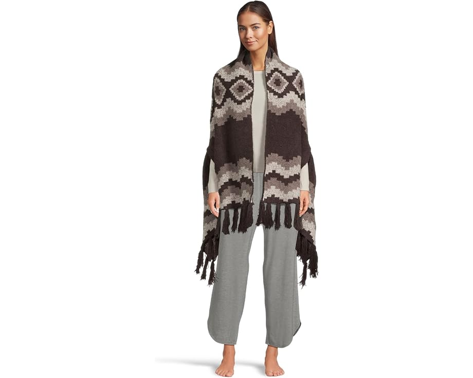 Накидка CozyChic Mosaic Barefoot Dreams с бахромой и прорезями для рук
