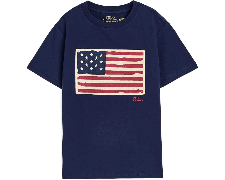 Детская футболка Polo Ralph Lauren Kids Flag Cotton с аппликацией американского флага