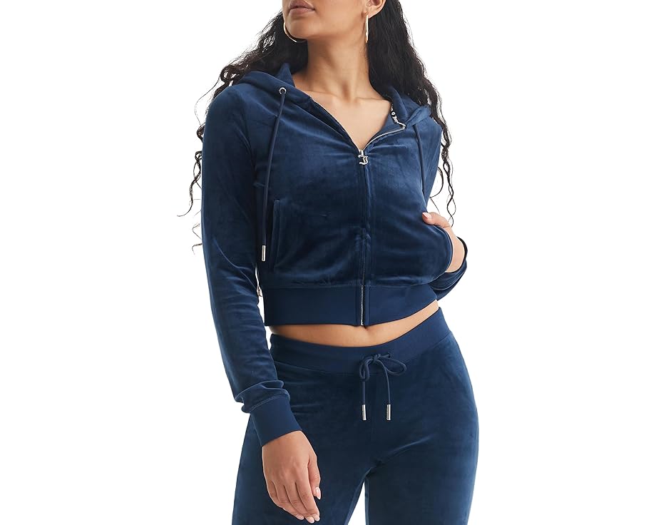 Кроп худи Juicy Couture с блестками и молнией спереди