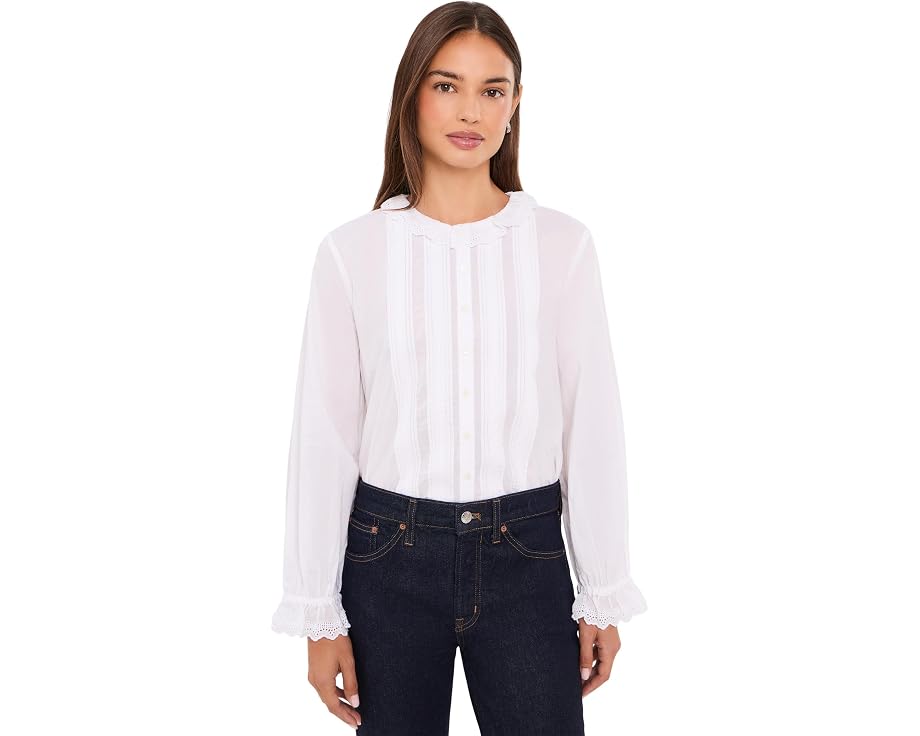 Madewell Ruffled Pintuck Top с высоким воротом