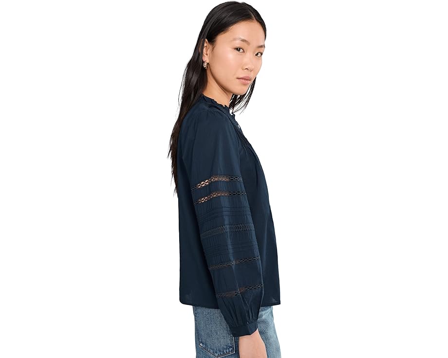 Блуза Madewell с высоким воротником и вставками из кружева