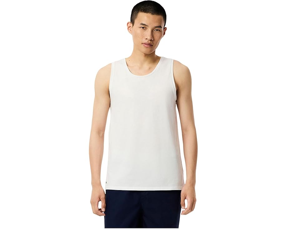 Три майки Lacoste Slim Fit из 100% хлопка с круглым вырезом и фирменным крокодилом