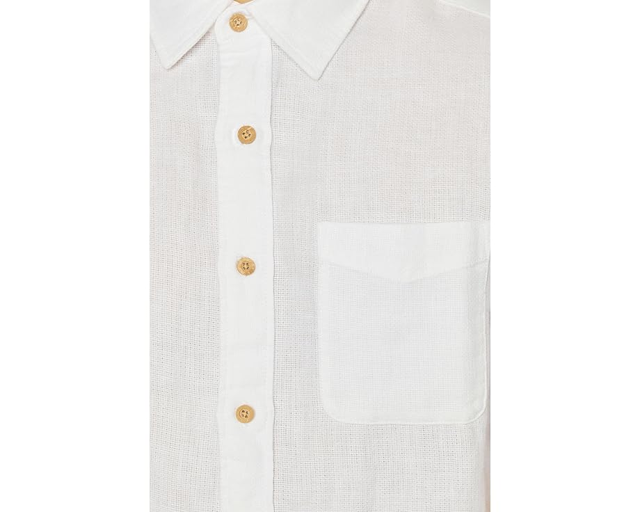 Рубашка Faherty Short Sleeve Palma Linen Shirt из 100% льна с накладным карманом