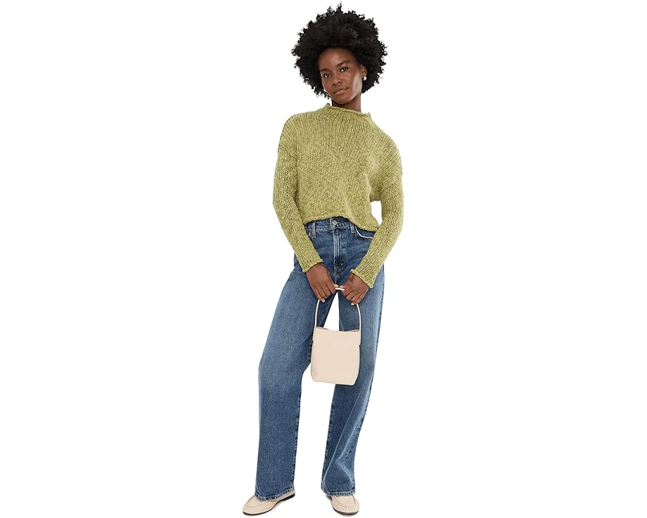 Свитер Free People Opal из хлопка с отворотом на горловине и пониженными плечами