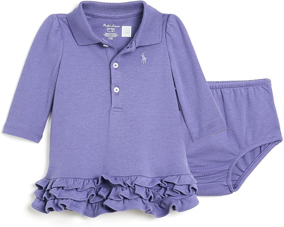 Polo Ralph Lauren платье поло из мягкого хлопка с воланами и трусики для малышек