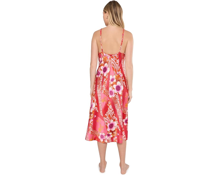 Платье Natori Magnolia Printed Satin Gown из атласа с принтом магнолии