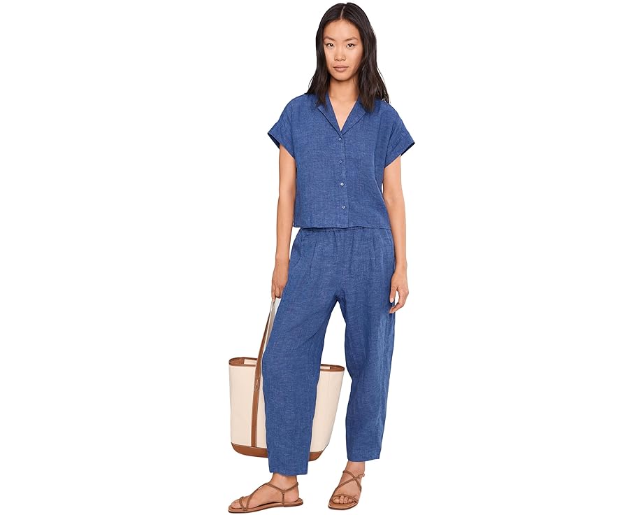 Рубашка Eileen Fisher Petite с отложным воротником из выстиранного органического льна