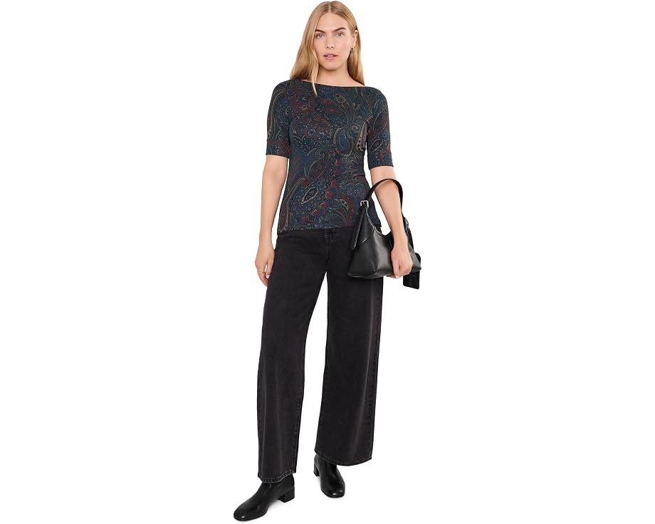 Футболка Lauren Ralph Lauren Paisley с вырезом лодочка