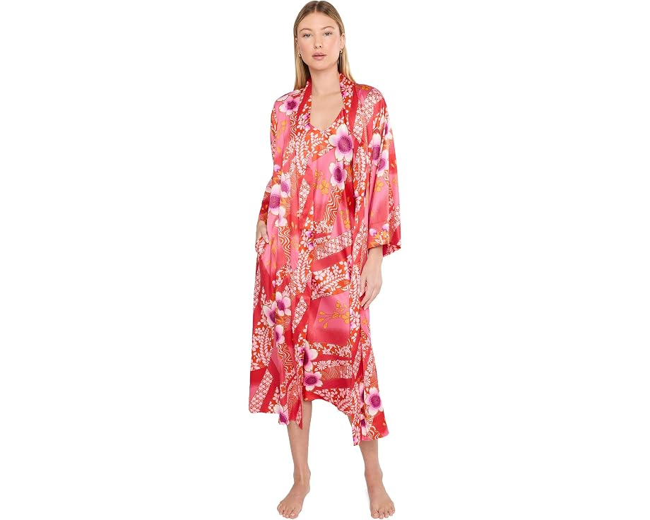 Халат Natori из сатина с принтом магнолии Magnolia Printed Satin Robe