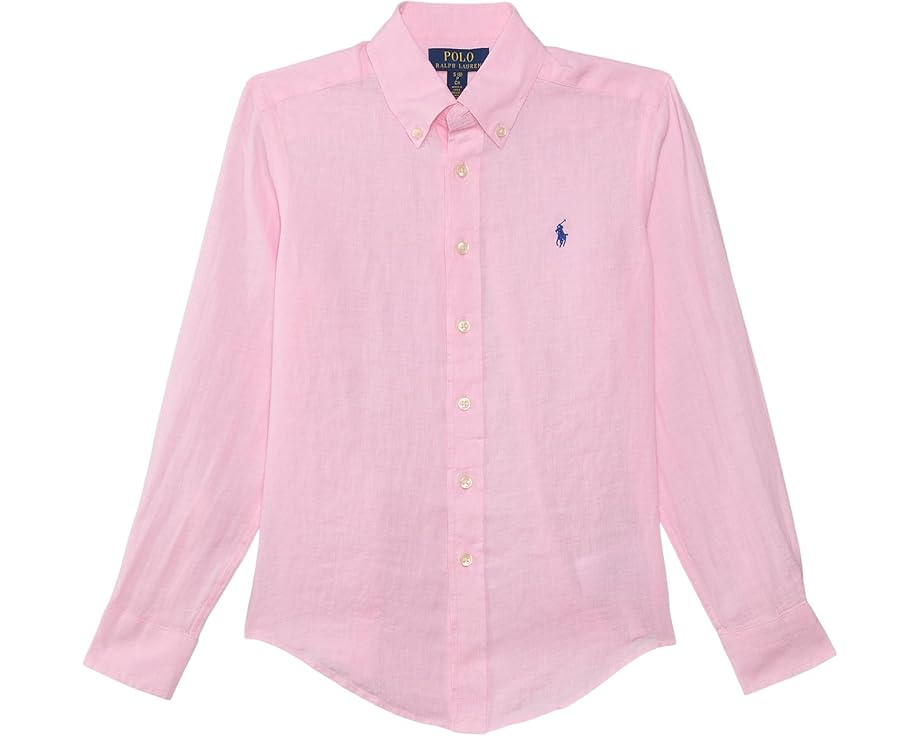 Рубашка Polo Ralph Lauren Kids Linen с манжетами и вышивкой