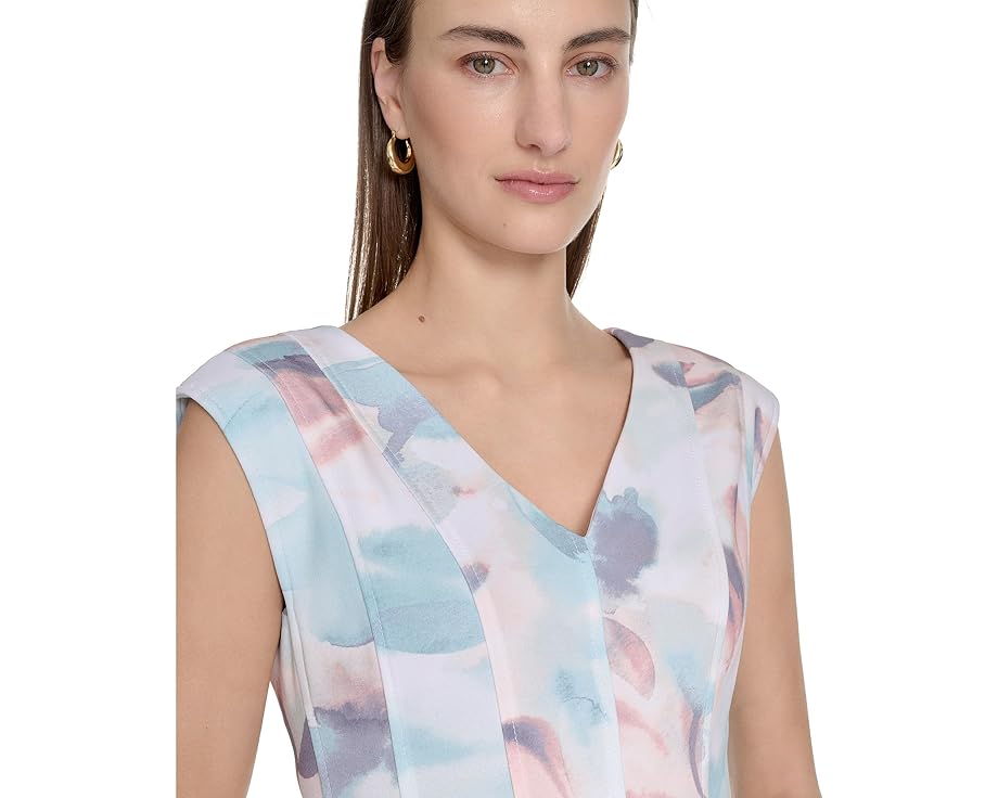 Цветочное платье Calvin Klein Printed Seamed с силуэтом трапеция