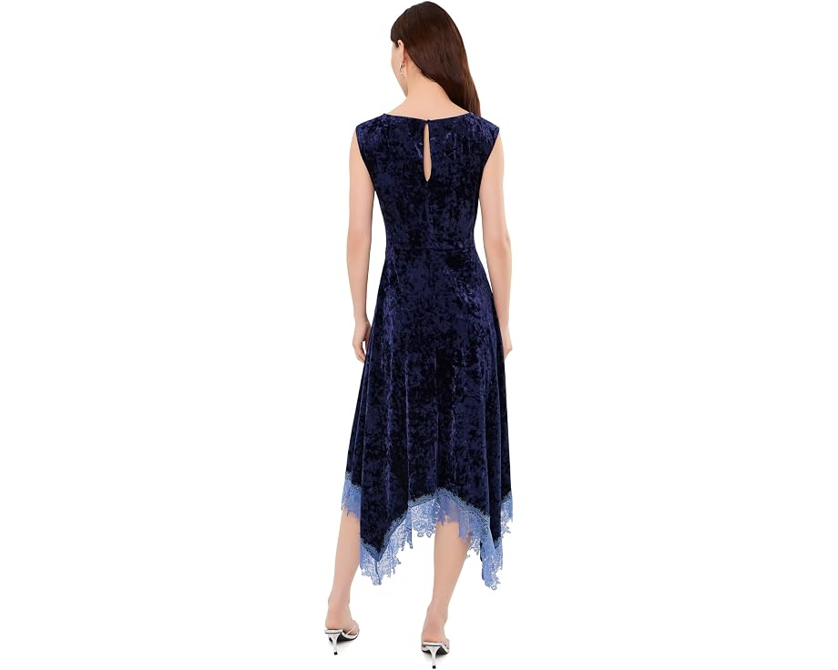 Платье миди Adrianna Papell Velvet and Lace с кружевом