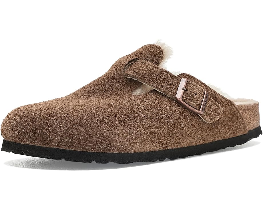 Birkenstock Boston Shearling замшевые клоги с мехом