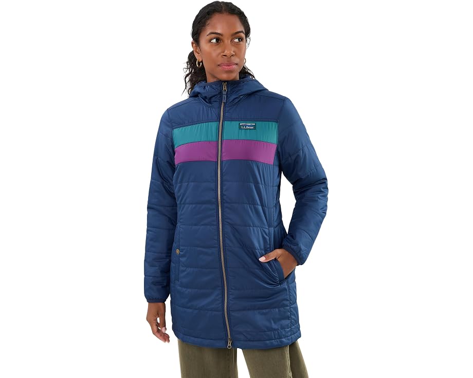 Пуховик L.L.Bean Mountain Classic с цветным блоком и капюшоном