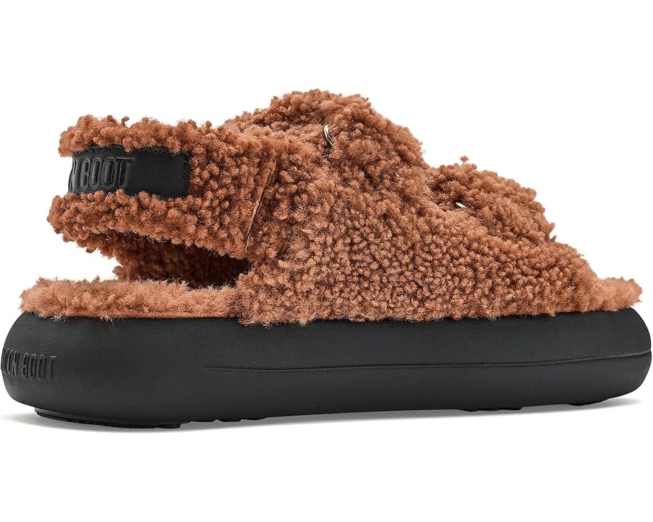 Сандалии Shearling с открытым носком и овчиной от MOON BOOT