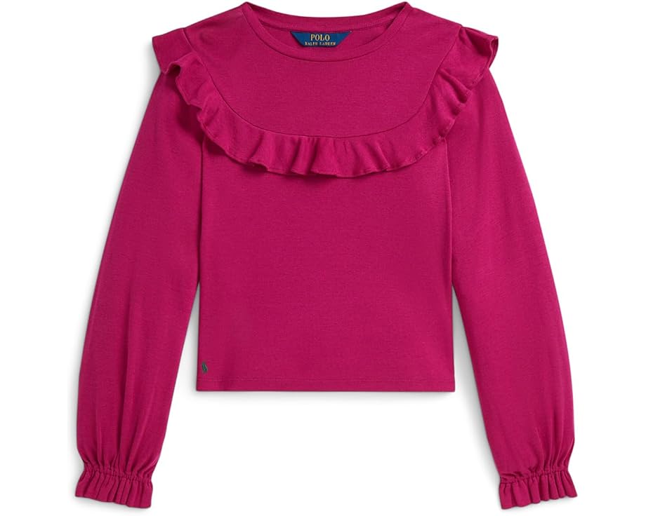 Топ Polo Ralph Lauren Kids с рюшами из хлопка и модала для детей старшего возраста