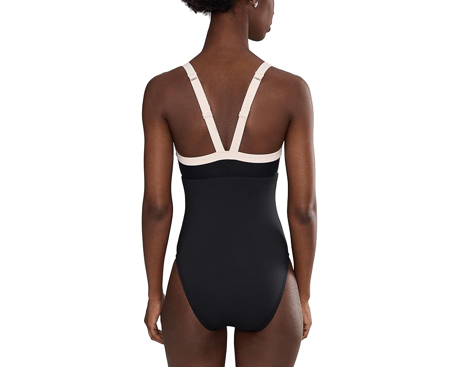 Цельный купальник Nike Bold Color Block V-back с сетчатыми вставками