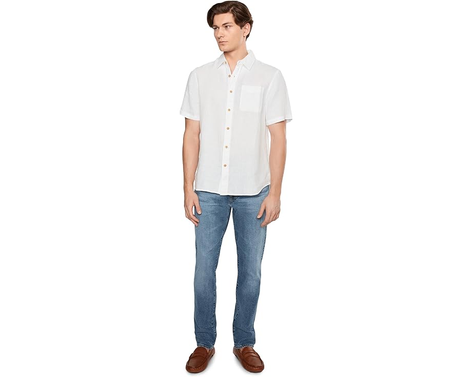 Рубашка Faherty Short Sleeve Palma Linen Shirt из 100% льна с накладным карманом
