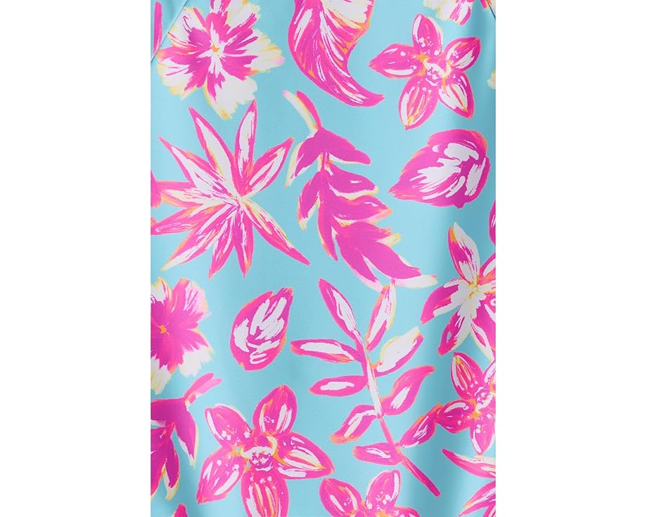 Цельный купальник с рукавами и оборкой на ноге Tropical Glow из переработанного материала
