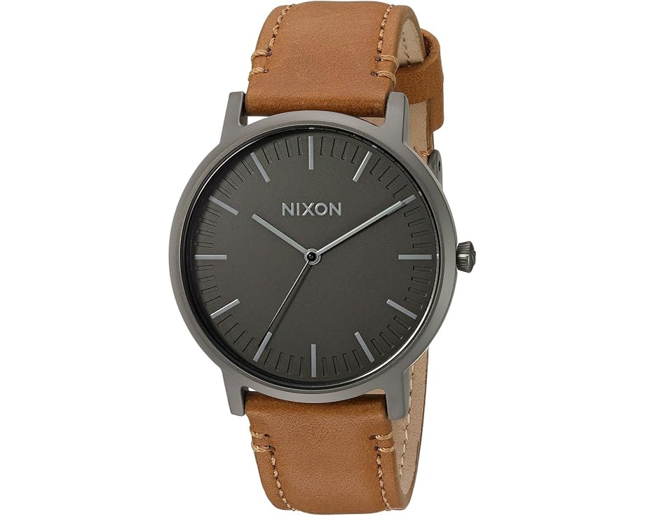 Часы Nixon Porter Leather с японским кварцевым механизмом и кожаным ремешком