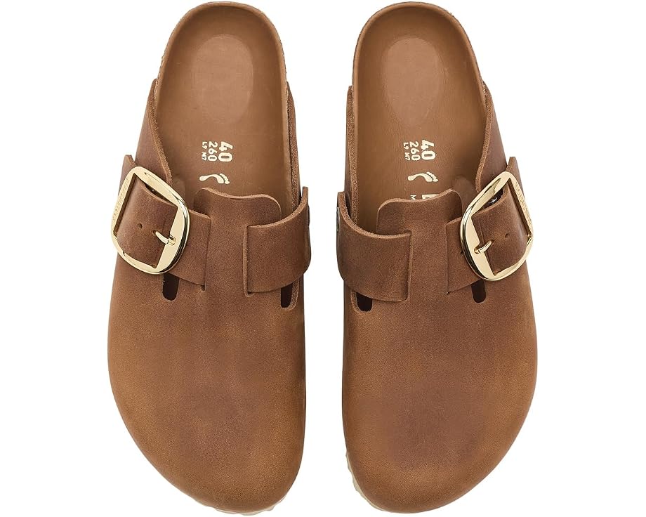 Клоги Birkenstock Boston Big Buckle из гладкой кожи с анатомической стелькой