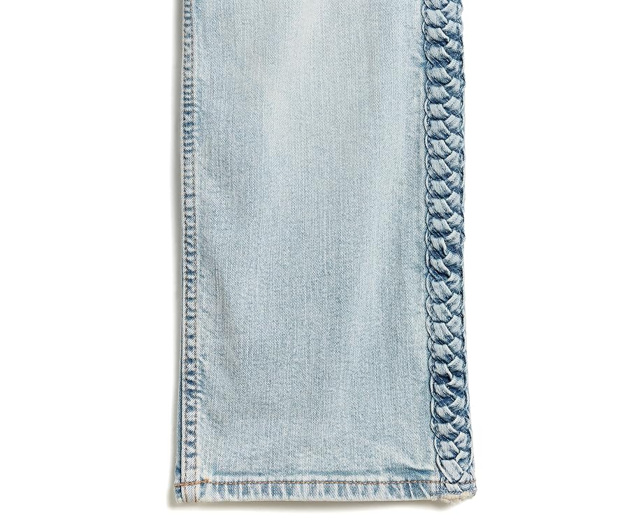 Braided High-Rise Wide Leg Jeans (Big Kid)