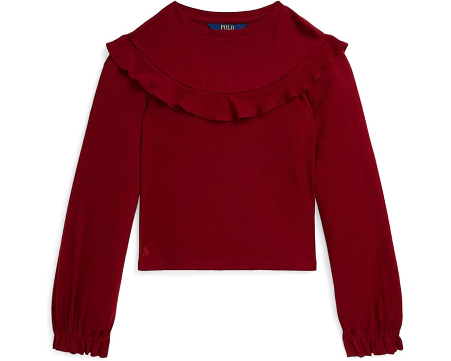 Топ Polo Ralph Lauren Kids с рюшами из хлопка и модала для детей старшего возраста